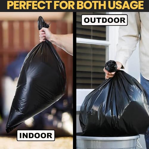 Image of Ella Garbage Bags 30x37 Inches Extra Large 60 Bags 6 Rolls | Leak Proof & Tear Resistant Trash Bags for Kitchen & Commercial Use | Dustbin Bags For Dry & Wet Waste With Free Check Duster Cloth-Black