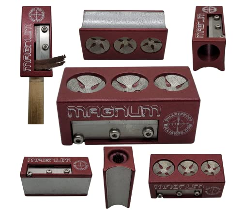 Bulletproof Magnum Ultimate 7 in 1 Multi-Function Cue Tip Tool - Shaper - Scuffer - Trimmer - Perforator (Red)