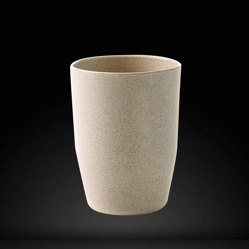 DOITOOL Bathroom Tooth Cup Simple Round Wheat Straw Tumbler for Boys and Girls and Adults Lightweight Easy to Clean for Mouthwash and Daily Use Northern Europe Beige