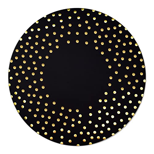 Datyiiha 50 Pcs 14 Inch Black And Gold Foil Paper Place Mats Golden Polka Dots Round Placemats Disposable Decorative Table Mats For Wedding Banquet Party Home Dining Table Decor cover