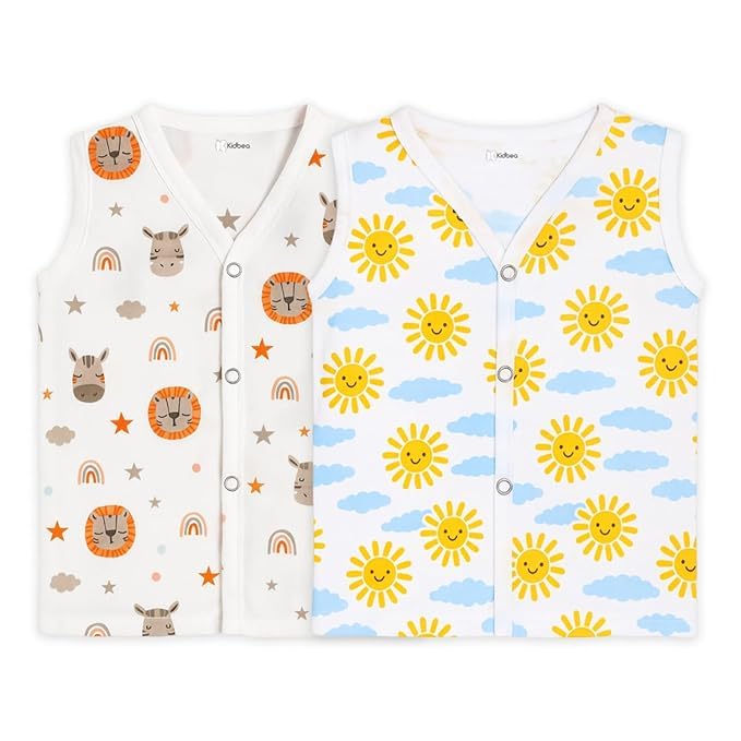 Image of Kidbea Newborn Baby Unisex Jhabla | 100% Cotton Muslin | Soft & Cozy Summer Wear for Boys & Girls | Multiple Prints for Infant