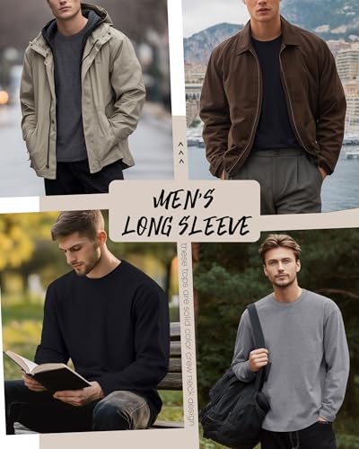 Ficerd 3 Pack Men's Big and Tall Shirts Long Sleeve Cotton Tee Crew Neck Oversize Tops Casual Loose Fit Knitted T Shirts4