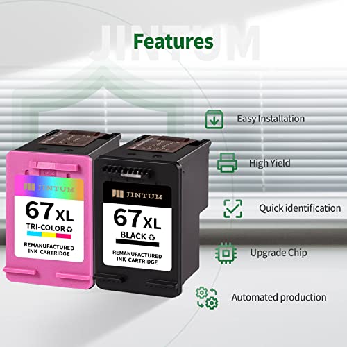 Revitalize Your Routine JINTUM Remanufactured Ink Cartridges Replacement for HP Ink 67 67XL for 2755e 2700 2752e 2752 2742e 4155e 4100 4158e 4152e 4500 6055e 6055 6000 6455e 6458e Printer (1 Black, 1... - Image 6