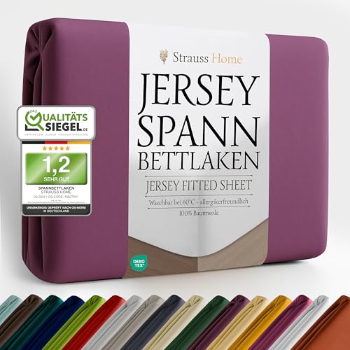 Strauss Home ® Jersey Spannbettlaken Spannbetttuch Bettlaken 40cm Höhe100{7b0a59c971c01229274ad35a36ebe5a56dc1f1a5a4e149ff1511b10d1e84cefe} Baumwolle 180x220-200x220 cm Übergrösse Wasserbett Boxspringbett (Pflaume) Strauss Home ® Jersey Spannbettlaken Spannbetttuch Bettlaken 40cm Höhe100{7b0a59c971c01229274ad35a36ebe5a56dc1f1a5a4e149ff1511b10d1e84cefe} Baumwolle 180x220-200x220 cm Übergrösse Wasserbett Boxspringbett (Pflaume)