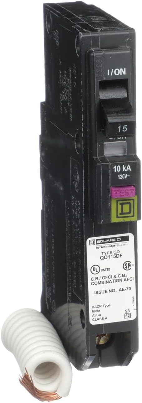 SCHNEIDER ELECTRIC Miniature Circuit Breaker 120V 15A QO115DF Sw Unfused Hd 600V 60A 3P N3R/Grd Lug