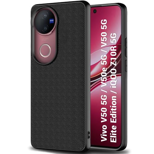 Image of TheGiftKart Back Cover Case for iQOO Z10R 5G / Vivo V50 / V50e 5G / Vivo T4R 5G | Slim & Lightweight | Ultra-Premium Design | Camera Protection Bump | Fabric Texture Case Cover (PC & TPU, Black)