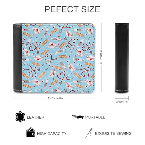 Nurse Love Print Blue Exquisite And Compact Leather Wallet, Portable Coin Purse for Outdoor Use2