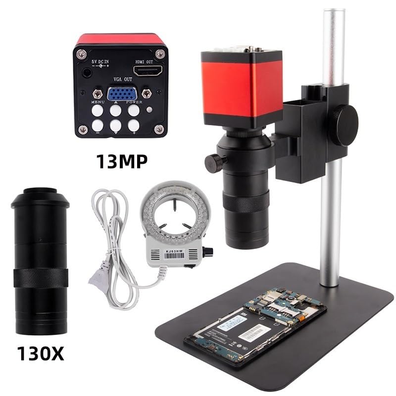 Microscope HDMI 13MP 38MP Industrial Video Microscope Camera Set 180X C-Mount Lens(13MP)