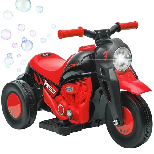 AIYAPLAY Moto électrique Enfants, 3 Roues, 6 V, 3 km/h, Voiture électrique Enfants avec Fonction de Bulles, Effets Lumineux et sonores, 2 à 5 Ans, Charge Max. 30 kg,...