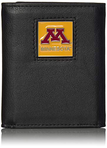 NCAA Siskiyou Sports Mens Minnesota Golden Gophers Deluxe Leather Tri-fold Wallet One Size Black