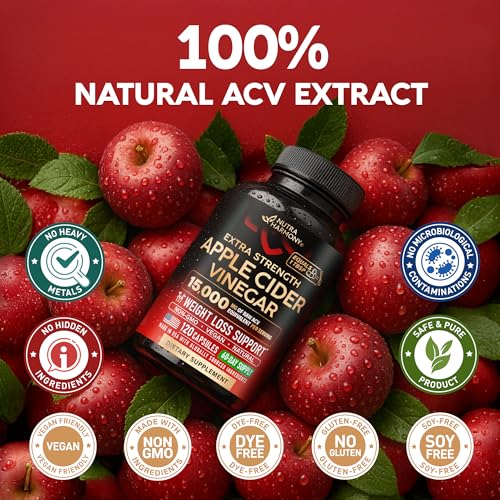 Apple Cider Vinegar Capsules - 15000 mg of Raw Apple Cider Vinegar Equivalent - 100% Natural Pure ACV - Energy, Metabolism & Weight Loss Support - Made in USA, Lab Tested - 120 Capsules, 60-Day Supply - Image 11