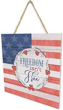 Freedom Isnt Free Rustic Wooden Plank Hanging Wall Decor Sign Pallet Wood Style 7.5x7.5