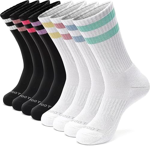 Image of MONFOOT Women's and Men's 3-8 Pairs Athletic Cushion Crew Socks Multi