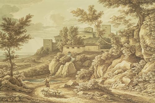 Paysage classique avec berger Toile décorative salon et bureau Reinhart 60x90cm