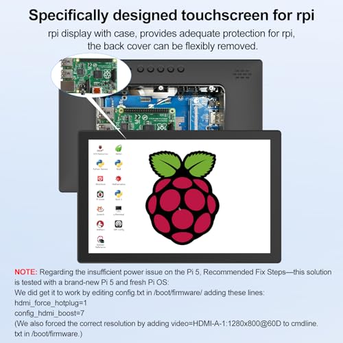 Image of 10.1 Inch Touchscreen Monitor - 1920x1200 HDMI Touch Screen Monitor, 10-Point IPS 16:10 Rpi Screen Display for Pi 5 /4 /3 /2 /Zero /B /B+ Win11 /10 /8 /7 W /VESA,Speaker,Fan,Stand Driver-Free