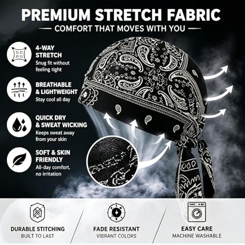 Image of Cooling Skull Cap Helmet Liner, Breathable Elastic Bandana Cooling Headscarf Cap for Men Women