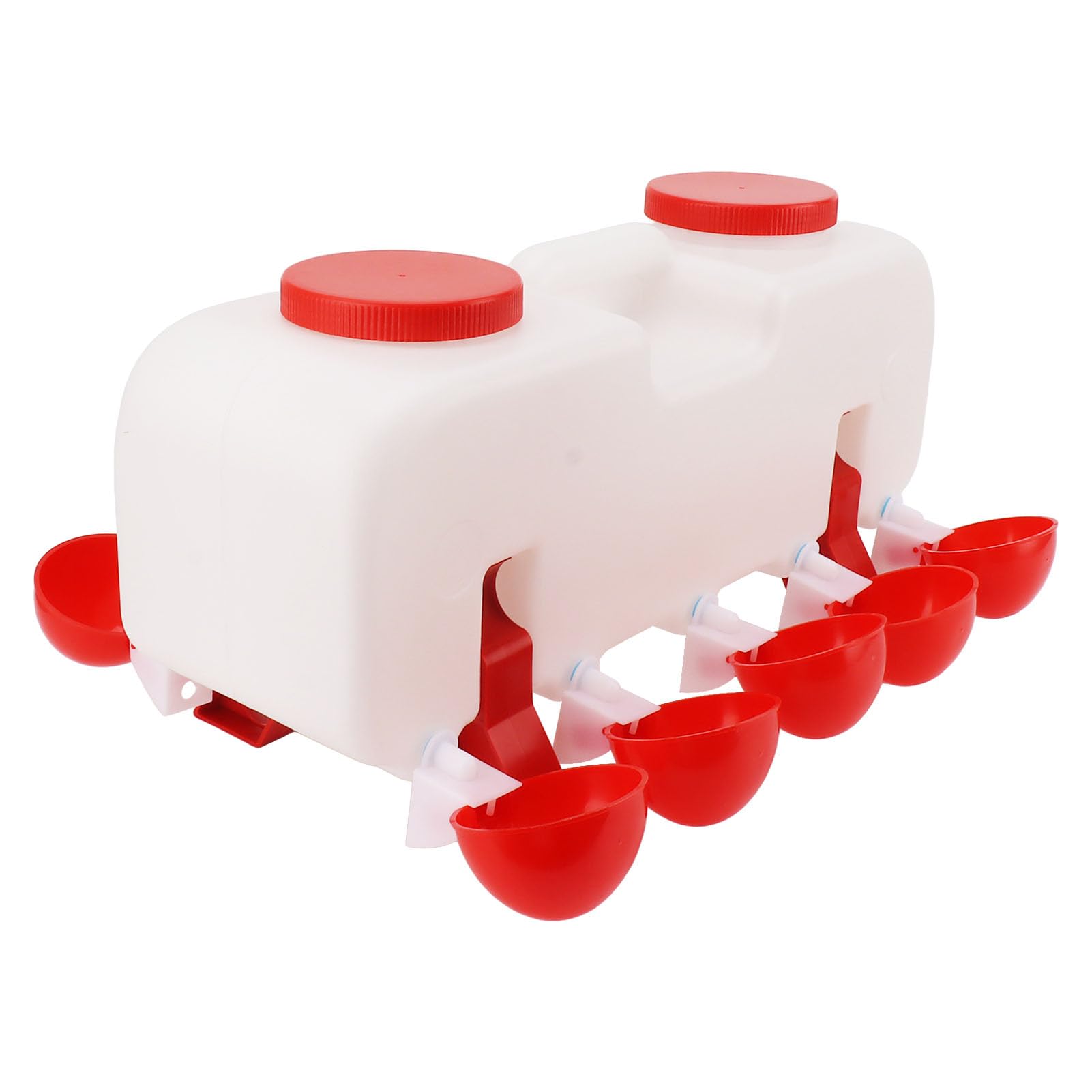 Abbeveratoio Semiautomatico per Polli da 10 Litri, Mangiatoia per Pollame con 10 Ciotole per Polli, Anatre, Oche, Quaglie, Piccioni - Grande capacità, Design Igienico
