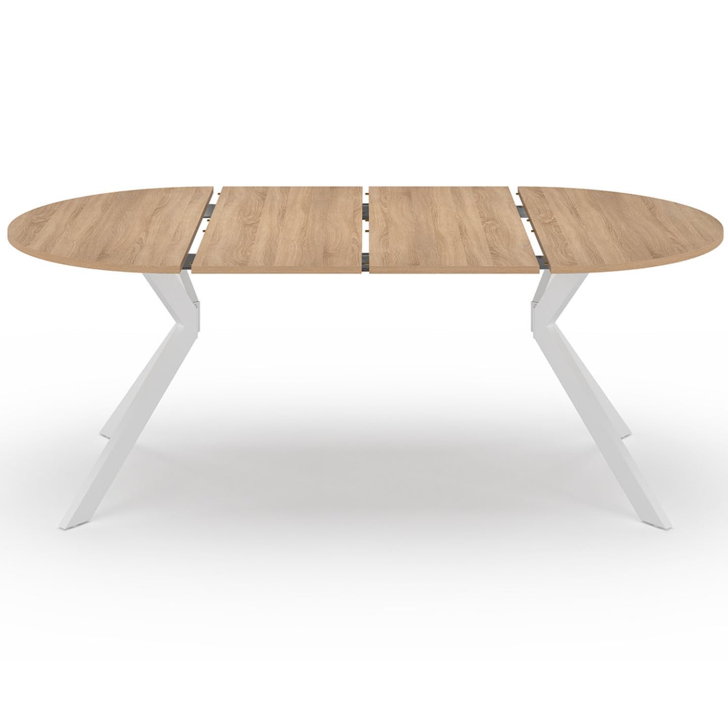 IDMarket - Mesa de comedor extensible, redonda, Alix, para 4-10 personas, base en forma de pata de araña, madera y blanco, 110 – 200 cm