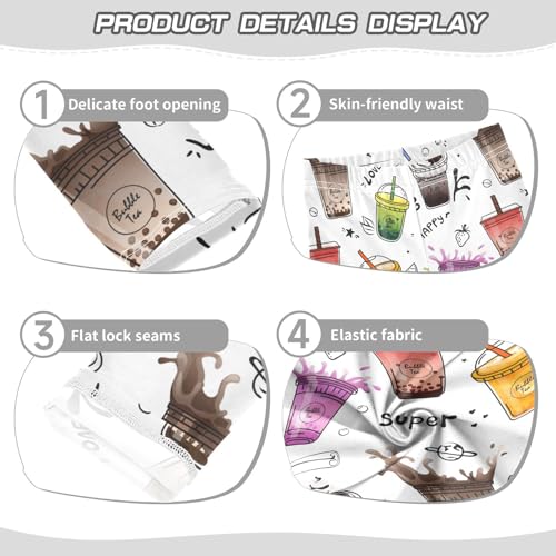 Bubble Tea Cup Design Collection Girls Leggings,Workout Leggings for Girls Toddler Athletic Leggings Size for 3-10T3