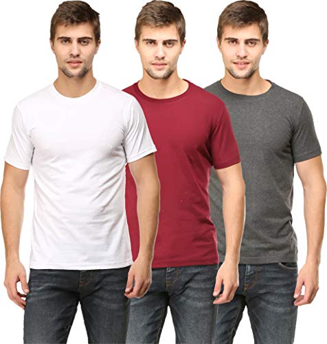 Image of RSO Outfits Men's Regular Fit Plain Half Sleeve Round Neck T-Shirt Combo Pack of 3