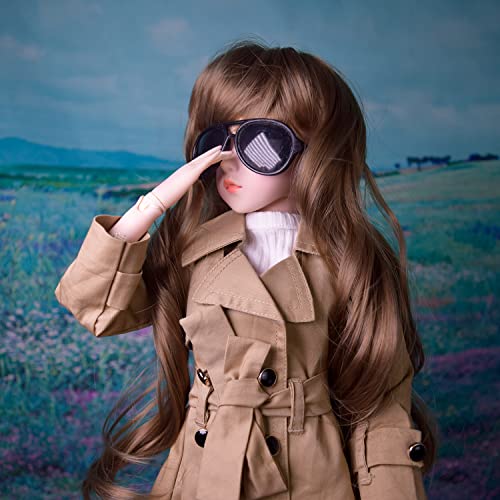 Muñeca BJD 1/3 con cabello rizado y abrigo khaki miniatura 6