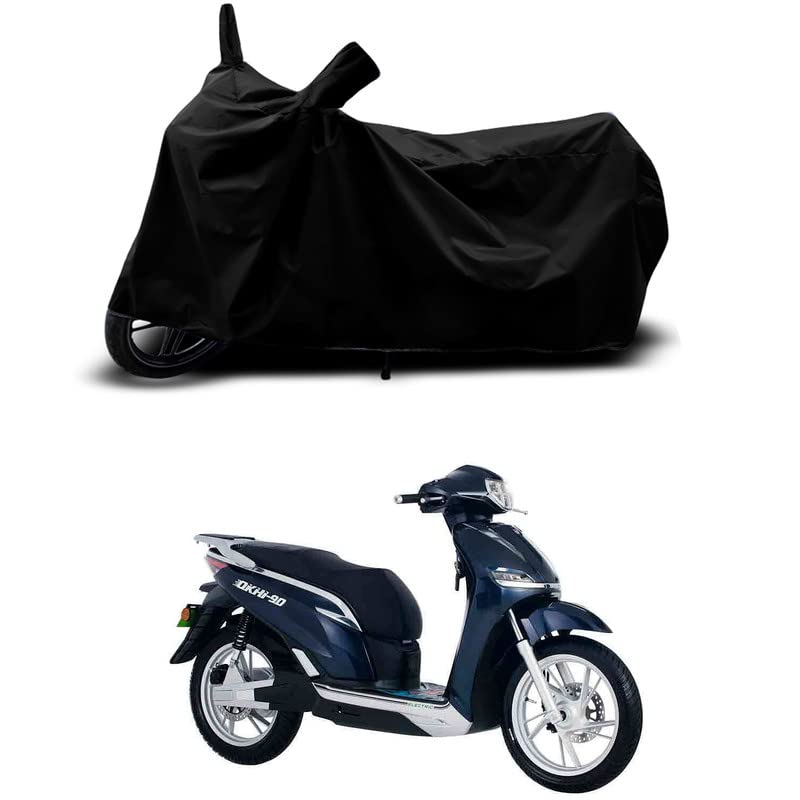Image of 100% Scratchproof /UV-Rays /Heat Protection /Birds Dropping /Water Resistant /Dust Proof /Waterproof /Full Bike Scooty Two Wheeler Body Cover Compatible for Okinawa Okhi90 All Varients[Black]