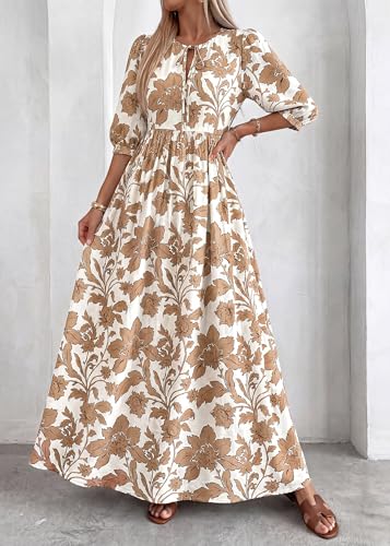 Image of KIRUNDO Maxi Dresses for Women 2026 3 /4 Sleeve Summer Dress