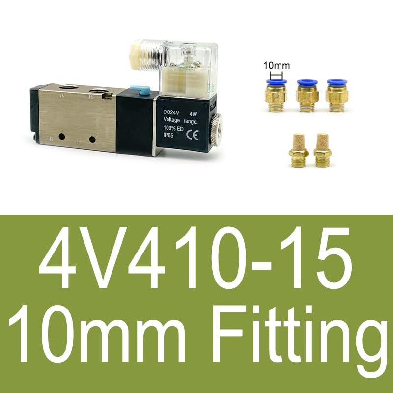 Pneumatyczny zawór elektromagnetyczny 4V210-08/4V310-10/4V410-15 dwupozycyjny pięciokierunkowy z okuciami 1 szt. (4V410-15 10mm)
