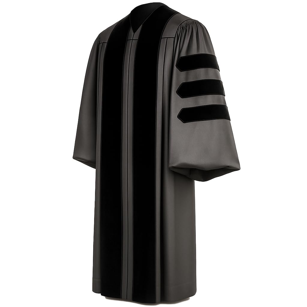Gradwear Black Pastor/Clergy Robe – Deluxe Fluted Fabric Clergy Robes For Pa., Black, 57 (6’0”-6’2”)