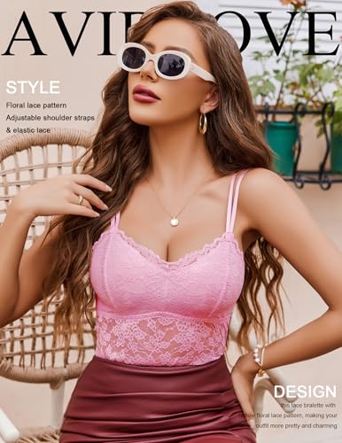 Image of Avidlove Lace Bralette for Women V Neck Camisole Lingerie Spaghetti Strap Tube Slim Tank Top