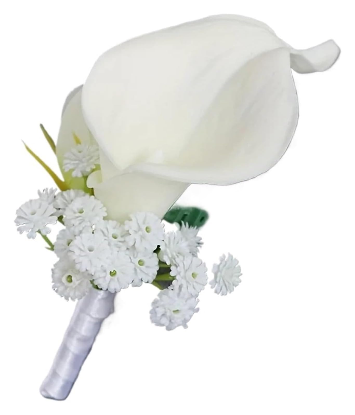 Bransoletka z bukietem róż, Ślubny stanik na nadgarstku sztuczny kwiat kalii z opaską nadgarstek szpilką białą(6 Pcs Wrist Flower)