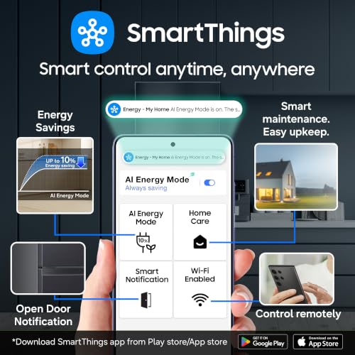 Image of Samsung 458 L, 1 Star, Digital Inverter, Frost Free Double Door, Bespoke AI WiFi Refrigerator (RB45DG6005B1TL, Black DOI, 2026 Model)