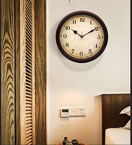 Filly Wink Retro Wall Clock Non Ticking 10 Inch Farmhouse Style Classic Silent Quartz Battery Operated Clocks Decorative Home Living Room Bedroom Office School(Vintage Rust) #TOP5