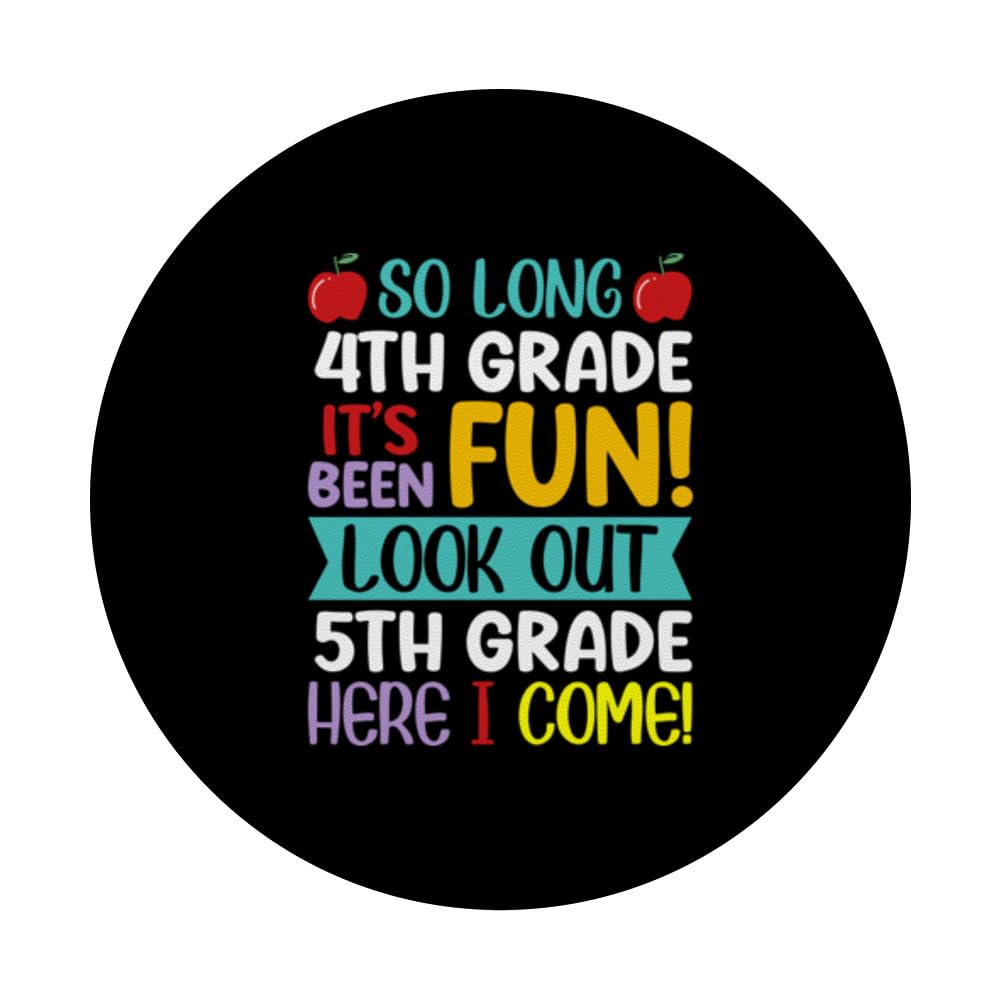 So Long 4th Grade 5th Grade Here I Come Graduation PopSockets Swappable PopGrip, Black - Image 3