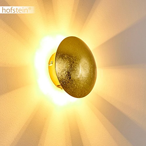 Wandlampe Mezia, runde Wandleuchte aus Metall in Gold mit Lichtspiel an der Wand, 1 x G9, Innenwandleuchte mit Strahlen-Effekt in Struktur-Gold-Optik, ohne Leuchtmittel
