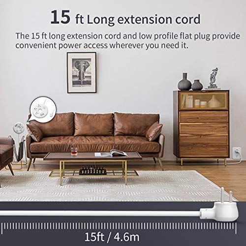 image for NTONPOWER 15 ft Long Extension Cord Power Strip with USB, Donut Power 