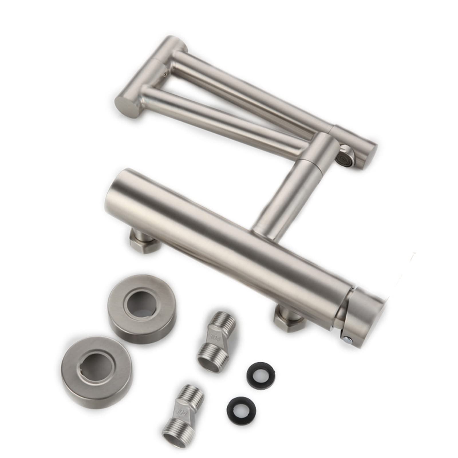 Rubinetto da cucina riempitivo for pentole, rubinetto for lavello pieghevole a parete in acciaio inossidabile Braccio oscillante a doppio snodo estensibile, maniglia singola 2 fori Rubinetto commercia