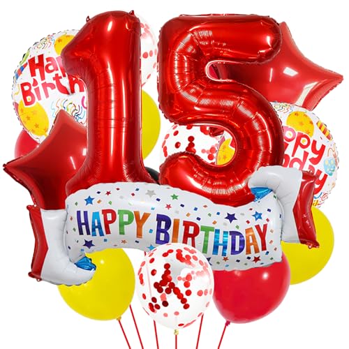 Décoration 15e anniversaire pour fêter l'événement en famille avec ballons cœurs et guirlande