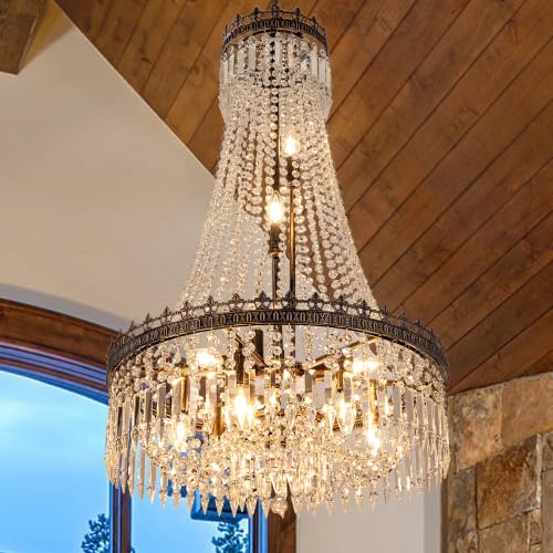 TOCHIC 24' Crystal Chandelier 9-Light Vintage French Empire Chandelier