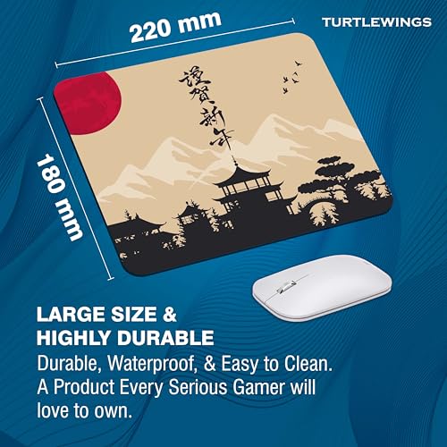 Image of TURTLEWINGS | Mousepad | Japanese Theme Aesthetic Mouse Pad - 22x18 cm, 3mm Thick | Abstract Design Non-Slip Rubber Base | Office, Study & Gaming Use | Premium Smooth Surface 02 (Design 02)