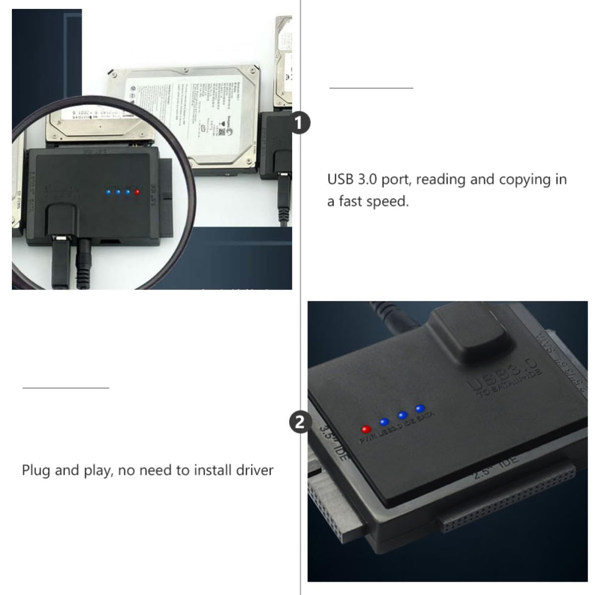 Convertidor de Disco Duro Externo Sata Ide USB 3.0 para 2,5 y 3,5 Pulgadas