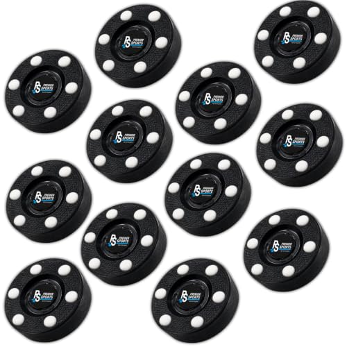 Premier Sports 12 Pack Inline Hockey Pucks – Fast Glide with 6 Slider Dots, Crosshatch Design for Realistic Feel – Street, Roller and DEK Hockey