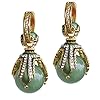 Green Jade 925 Sterling Silver Egg Earrings Crystals Genuine Garnets 24K Gold plate Guilloché Enamel Silver Hoops with…