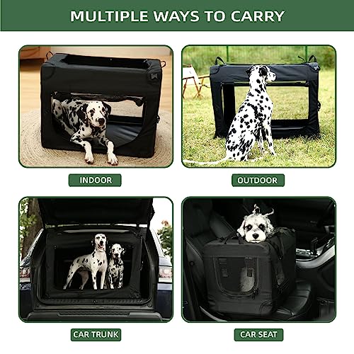 Pettycare 36 Inch 3-Door Collapsible Dog Crate For Large Dogs, Portable Dog Travel Crate For Indoor & Outdoor, Soft Side Pet Foldable Kennel Cage With Durable Mesh Windows & Strong Steel Frame #TOP5