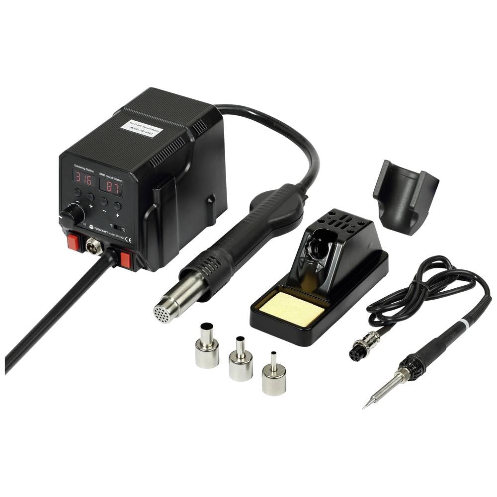 TOOLCRAFT Löt-/Entlötstation I SMD Entlötsystem I Heißluft-Lötstation I Heißluftgebläse Lötkolben I Digitale Lötstation I LCD-Display I 360W Leistung I Elektronik-Reparatur