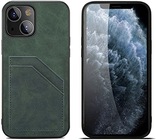 Étui en cuir synthétique iPhone 13 vert KANUZ pour éviter les rayures d'écran et ranger ses cartes