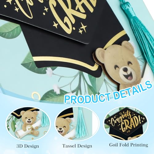 Image of FLYAB Congrats Grad Card 2026 - Graduation Card with 3D Bear & Tassel, Congratulations Grad Gift for Preschool Kindergarten 5th 8th 12th Grade Graduates Her Him(5.5 inchx 8 inch)