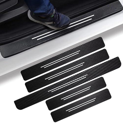 Door sill Protector, Car Door Entry Guard, Carbon Fiber Wrap Scratch Protection (for All car Models) 5PC Car Door Edge Guards, Door sill Trim (Black)