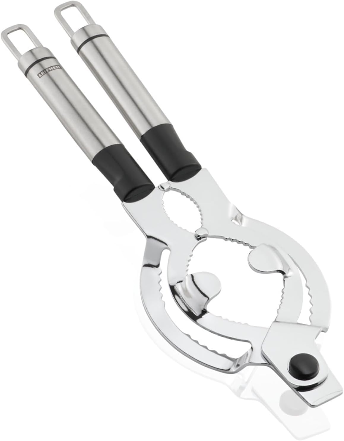Leifheit Extra Wide Stainless Steel Lid and Jar Opener | Anti-Slip Grip with Oval Handles for Arthritis | Heavy-Duty Steel Teeth for Easy Jar Opening | Dishwasher Safe | 11 x 5.75 x 0.25 in