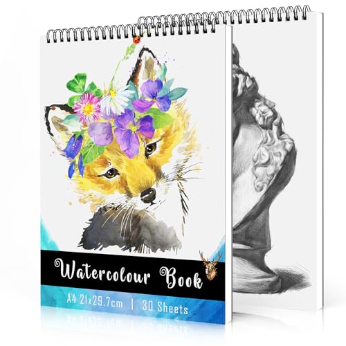 Coolzon A4 Aquarellpapier 30 Blätter Aquarell Papier mit Rauher...